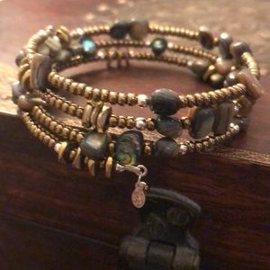 Silpada SS Abalone Shell Brass Wrap Bracelet